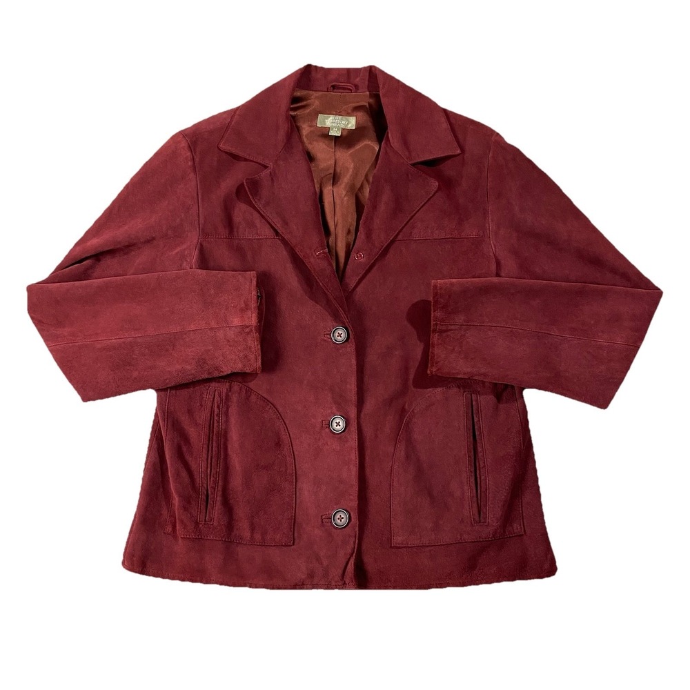 The Territory Ahead Suede Leather Jacket Burgundy Women's M Classic Holidays